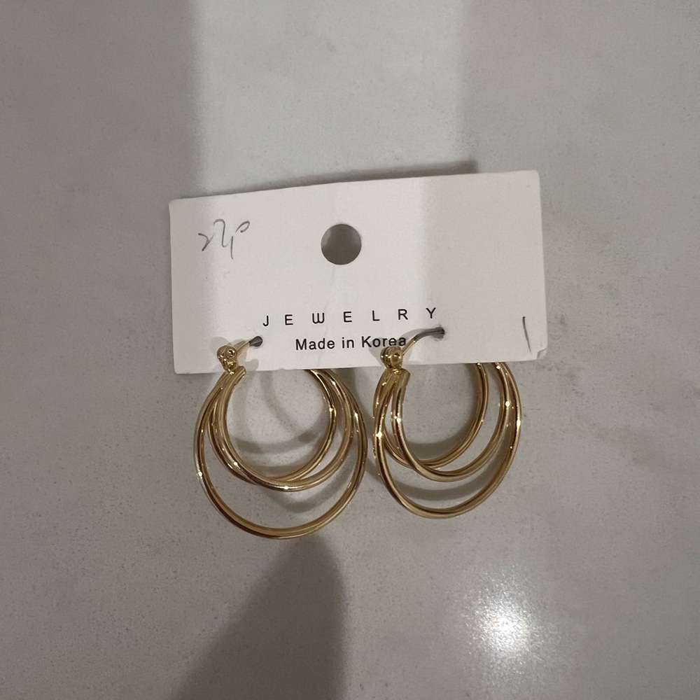 Triple Gold Hoop Earrings